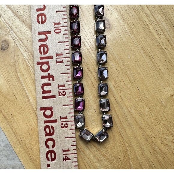 Banana Republic ᗺR Necklace Cranberry Lavender Rhinestones Statement Jewelry 26" - Picture 10 of 11
